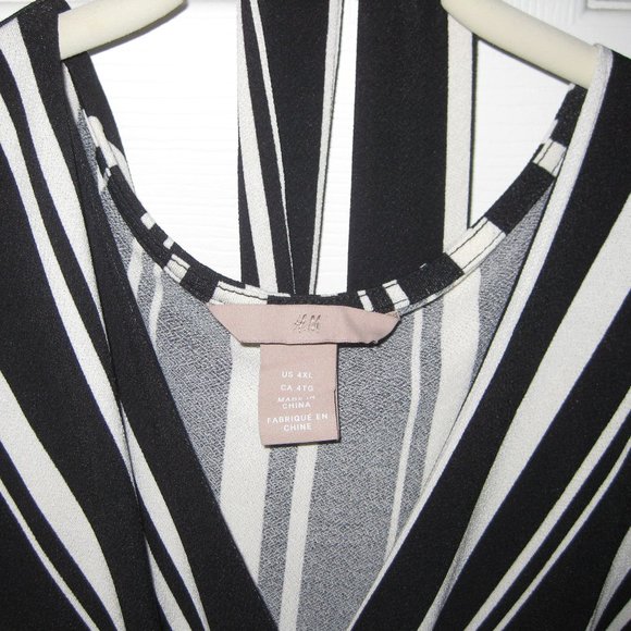 Wrap-front style, belted, 3/4 balloon sleeve, striped blouse - Picture 4 of 9